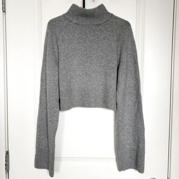 Reformation Garrett Cashmere Cropped Turtleneck Sweater Grey XS - Picture 8 of 10